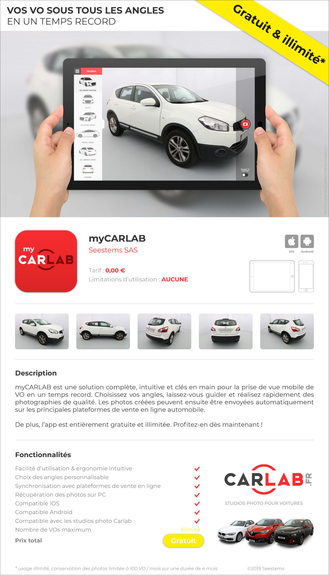 myCARLAB | App gratuite de photo de voiture sur mobiles iOS & Android img app store preview