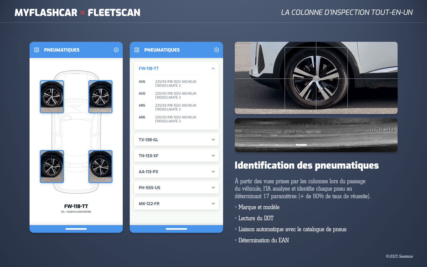myFlashCar x FleetScan preview identification des pneus